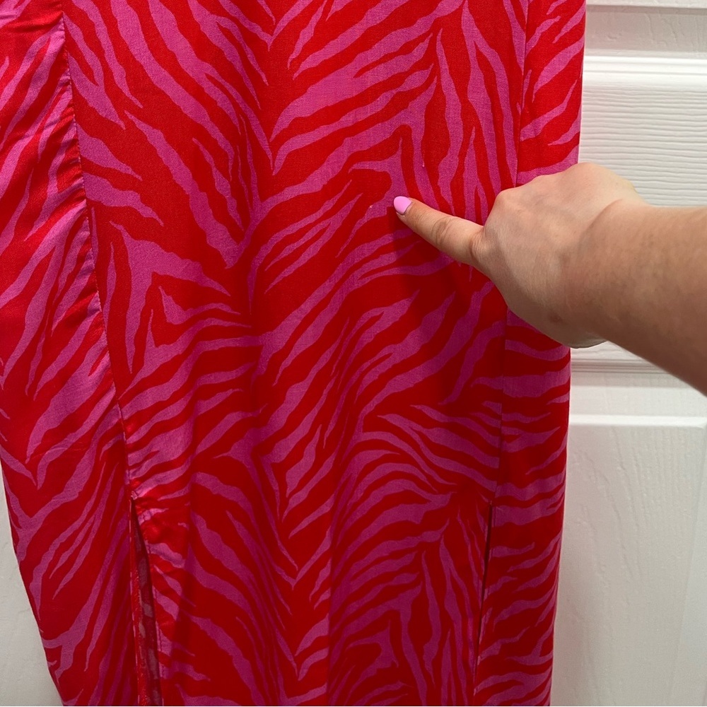 NWT LTS |‎ Long Tall Sally Bright Pink Zebra Print Midi Tea Dress Size 8 Tall - Picture 13 of 16